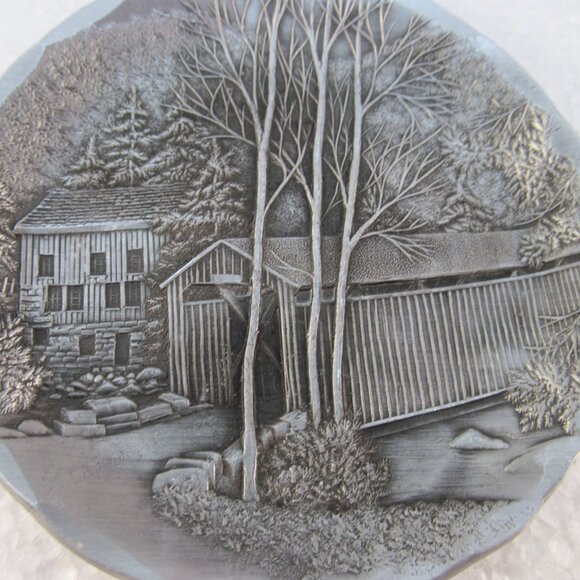 Vintage Aluminum Hand Forged Covered Bridge Coaster by Wendell August - Picture 10 of 11